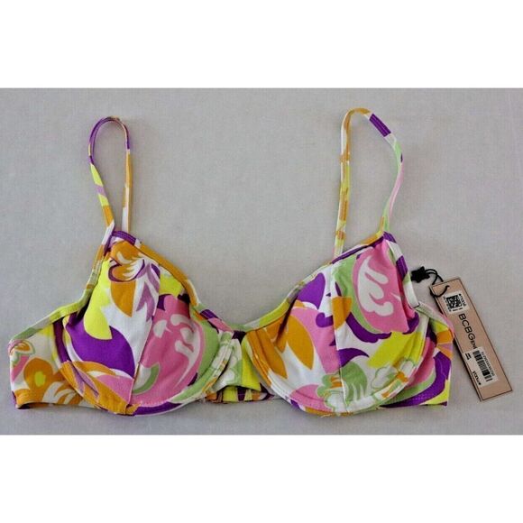 BCBGeneration BL2SW45G Women's Sz Large Multi Floral Print U-Wire Bikini Top $66 - Picture 1 of 7